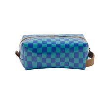 Load image into Gallery viewer, IY Cosmetic Bag - Warped Check Aqua
