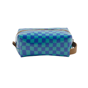 IY Cosmetic Bag - Warped Check Aqua