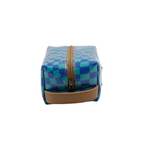 IY Cosmetic Bag - Warped Check Aqua