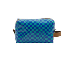 Load image into Gallery viewer, IY Soft Cosmetic Bag - Warped Check Aqua
