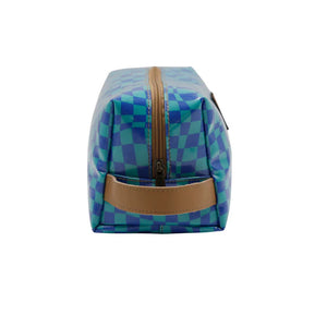 IY Soft Cosmetic Bag - Warped Check Aqua