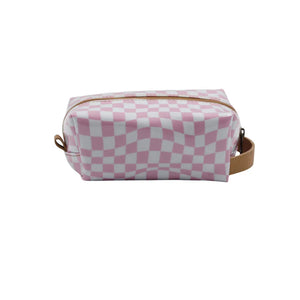 IY Cosmetic Bag - Warped Check Pink