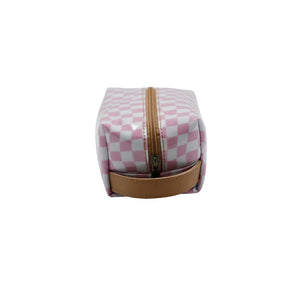 IY Cosmetic Bag - Warped Check Pink