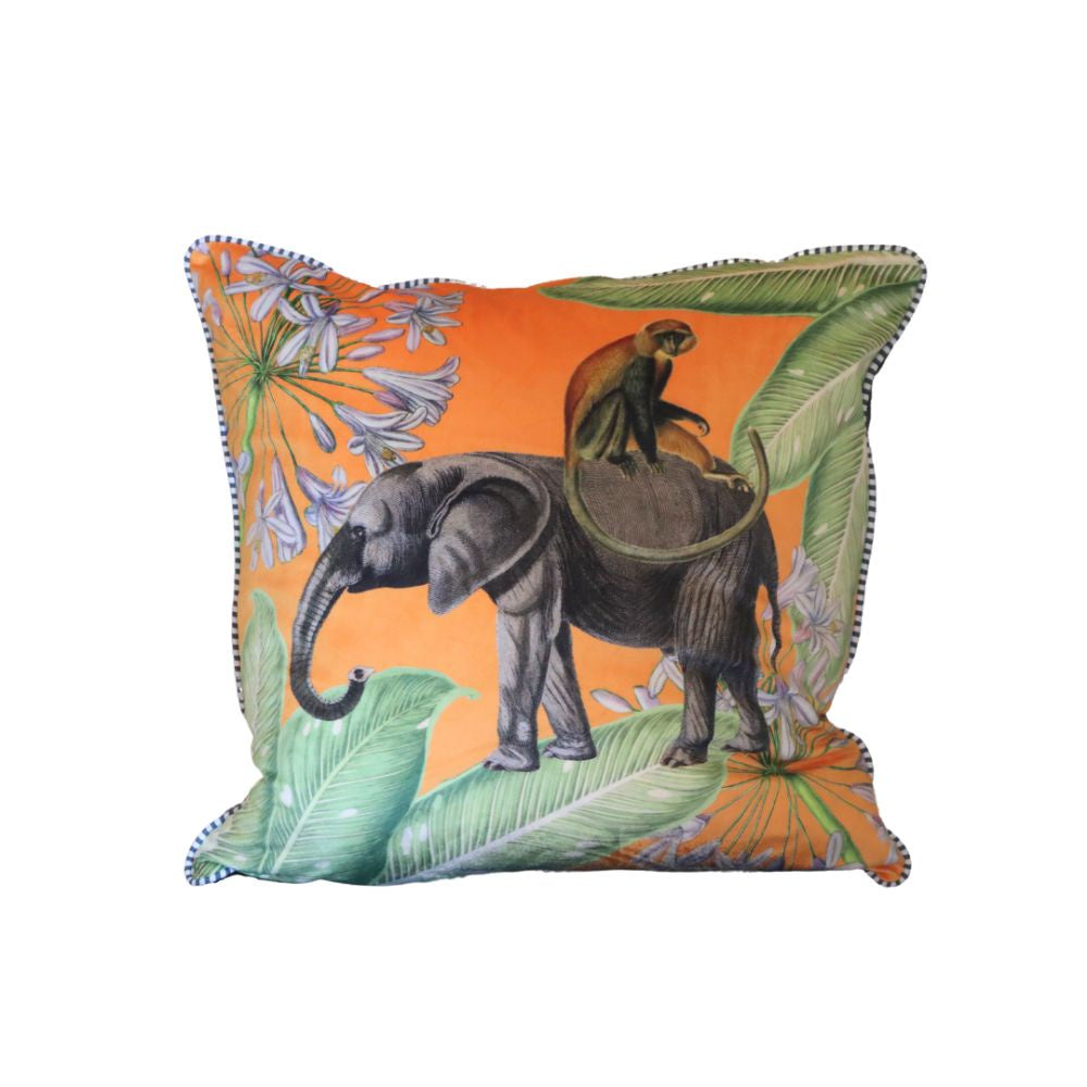 H & H Poly(RPET) Orange African Buddies Cushion Cover - 60x60cm