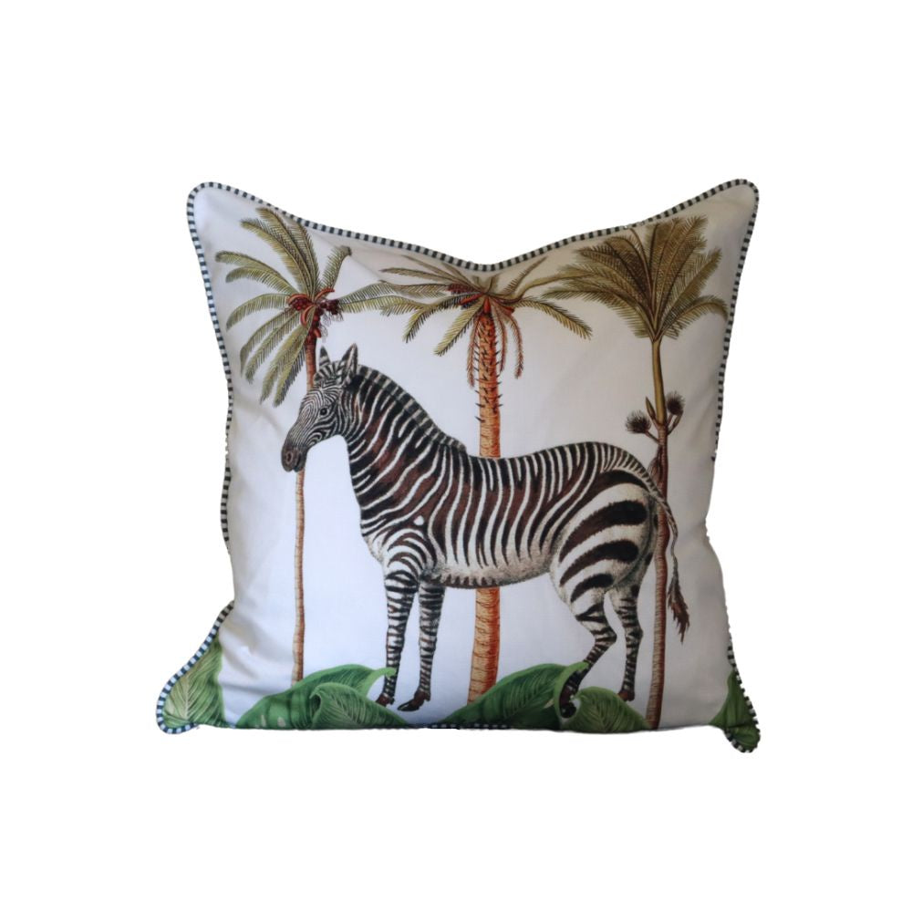 H & H Poly (RPET) African Jazz White Zebra Cushion Cover - 60x60cm