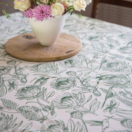 A Love Supreme Bloom Essence Tablecloth - Olive on Cream