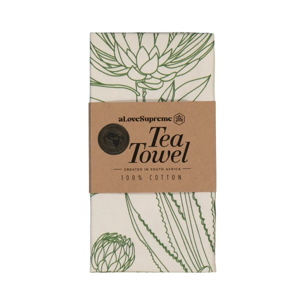 A Love Supreme Tea Towel - Bloom Essence Olive on Cream