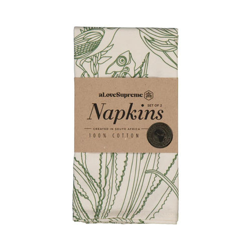 A Love Supreme Napkins - Bloom Olive on Cream