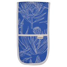 Load image into Gallery viewer, A Love Supreme Double Oven Gloves - Bloom Cream on Blue
