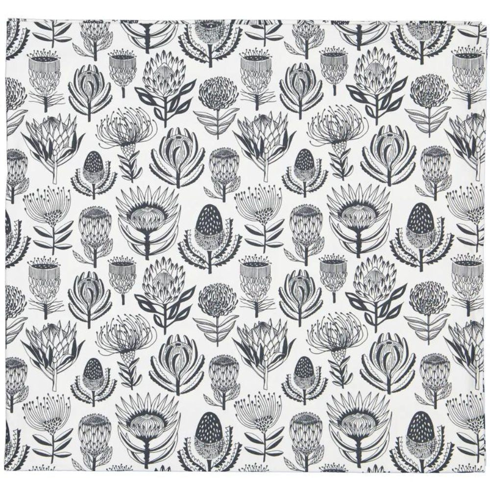 A Love Supreme Tablecloth - Floral Kingdom Grey on White