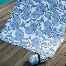 Load image into Gallery viewer, A Love Supreme Microfleece Towel - Protea Blue on White
