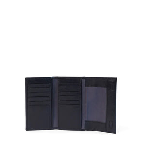 Evie Three-Quarter Pebble Leather Trifold Wallet - Black