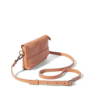 Alfi Micro Pebble Leather Crossbody Bag - Almond Tan