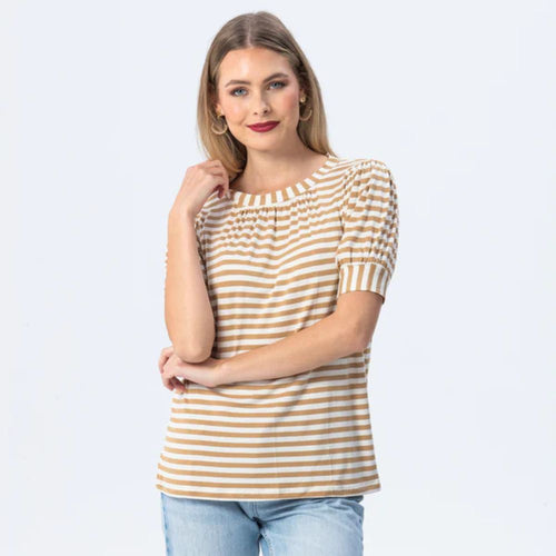 Signature Aspen Summer Tee- Cream & White Stripe