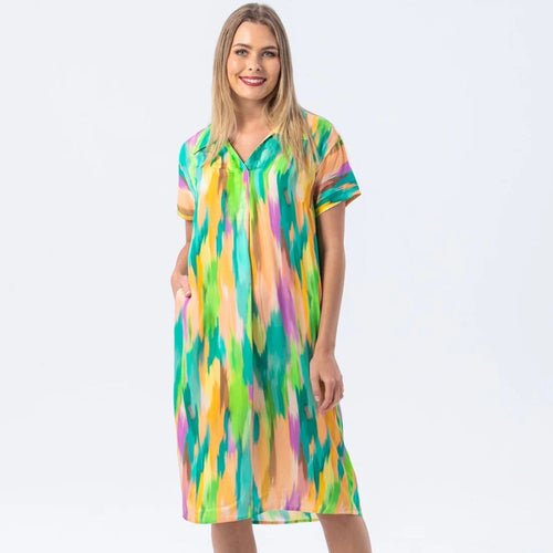 Signature by Des Barcelona Dress - Green Abstract