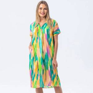 Signature by Des Barcelona Dress - Green Abstract