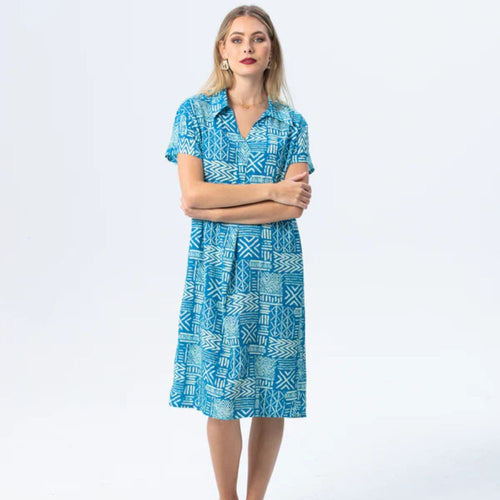 Signature by Des Barcelona Dress - Turquoise & White
