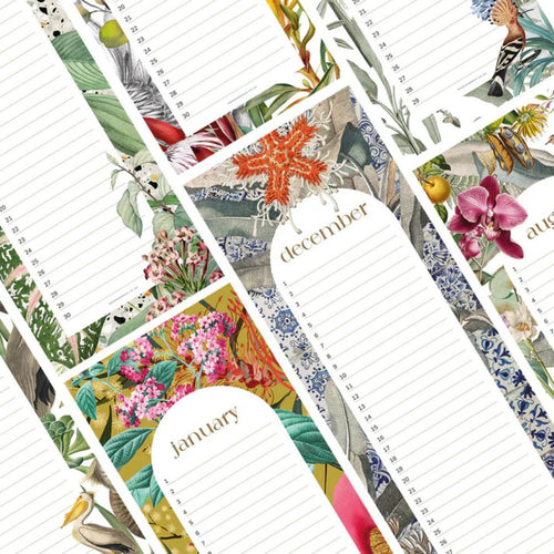 Birthday calendar of floral and nature-themed months