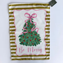 Load image into Gallery viewer, JW Designs Tea Towel - Be Merry Xmas Tree
