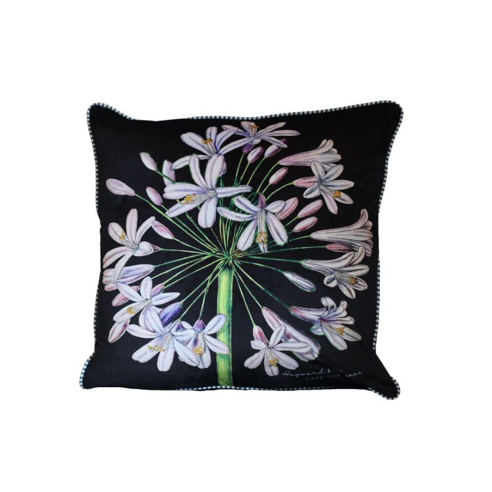 H & H Poly(RPET) Black Agapanthus Cushion Cover - 60x60