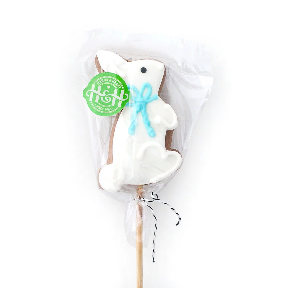 Harck & Heart Gingerbread Bunny Pop - White with Blue Bow