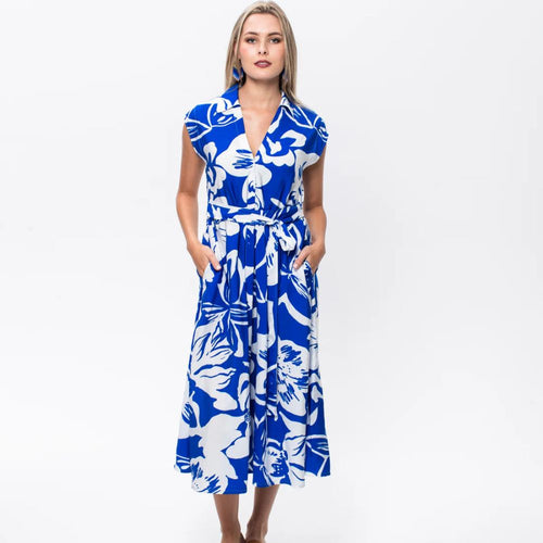 Signature by Des Cabo Dress - Blue & White
