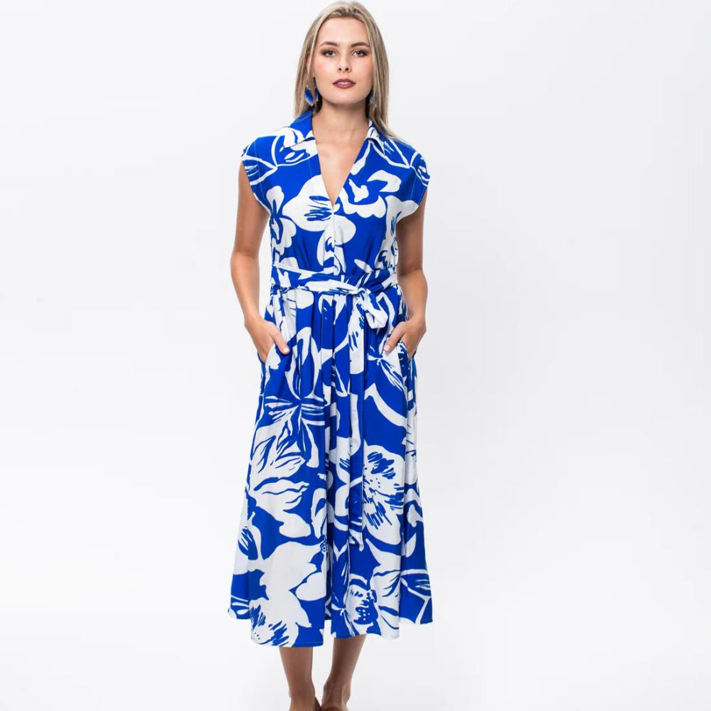 Signature by Des Cabo Dress - Blue & White