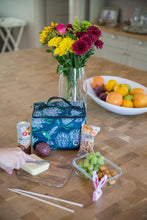 Load image into Gallery viewer, A Love Supreme Small Cooler Bag - Floral Kingdom White on Blue
