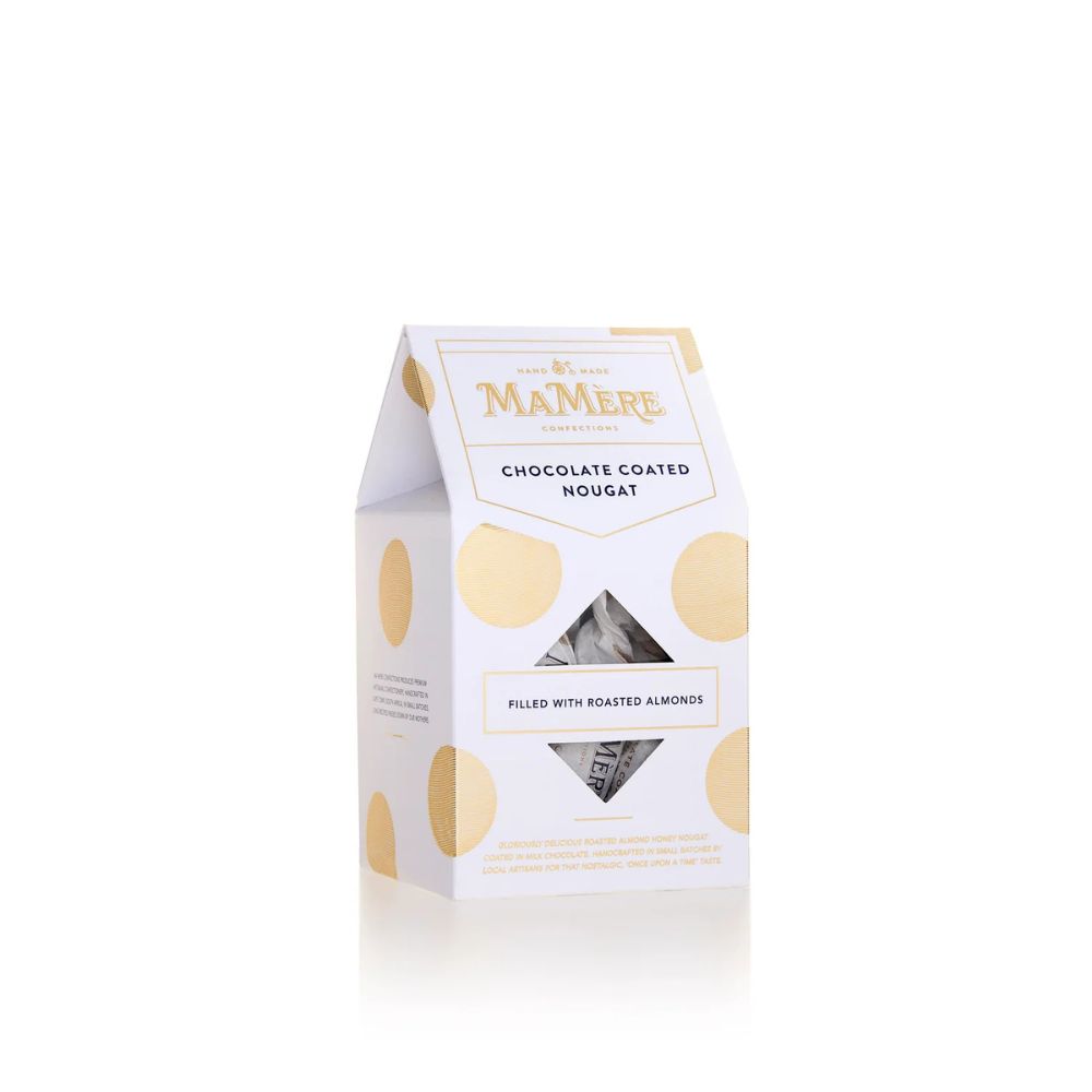 MaMere chocolate coated nougat packaging on a white background