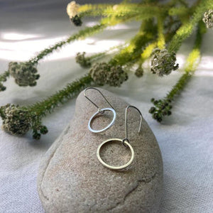 Liwo Brass Circle Earrings on Sterling Silver Hooks