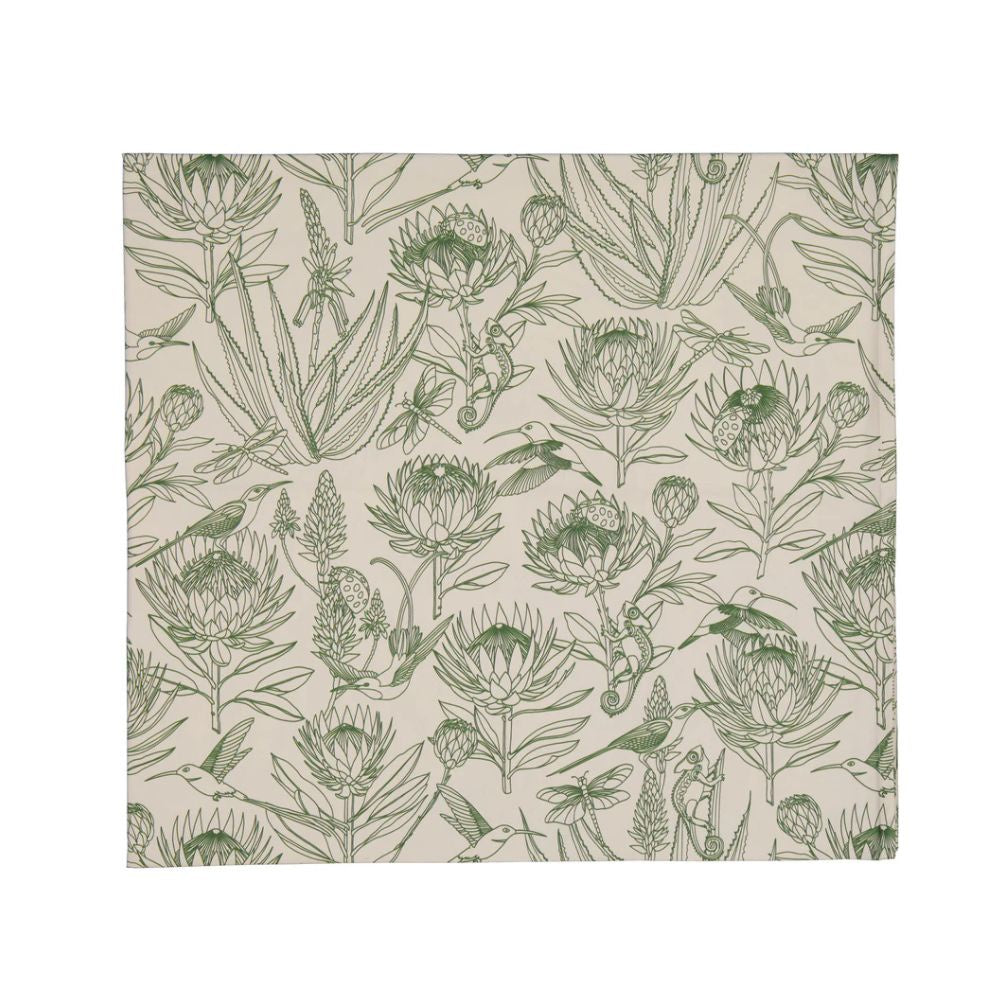 A Love Supreme Tablecloth Extra Length - Bloom Essence Olive  & Cream