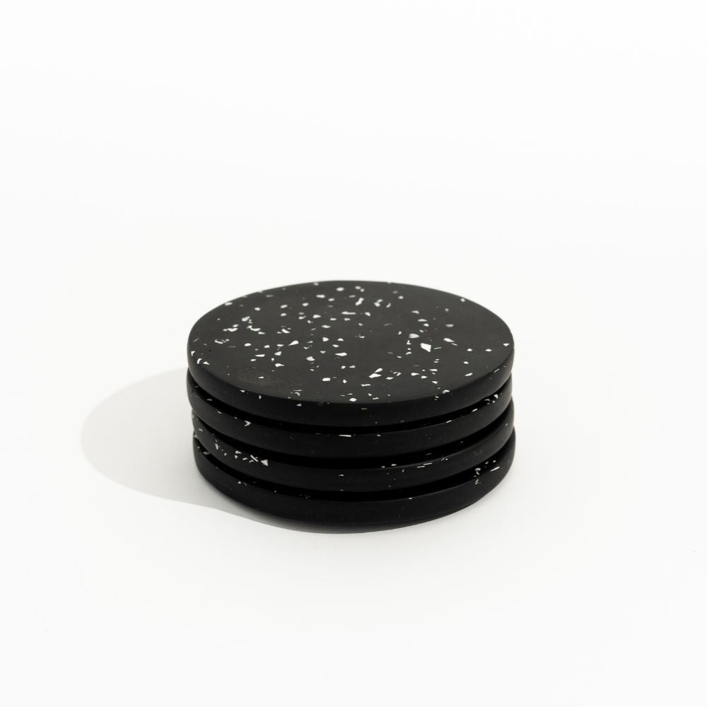 Elikia Terrazzo Coin Coaster Set - Black
