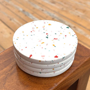 ElikiaTerrazzo Coin Coaster Set - White