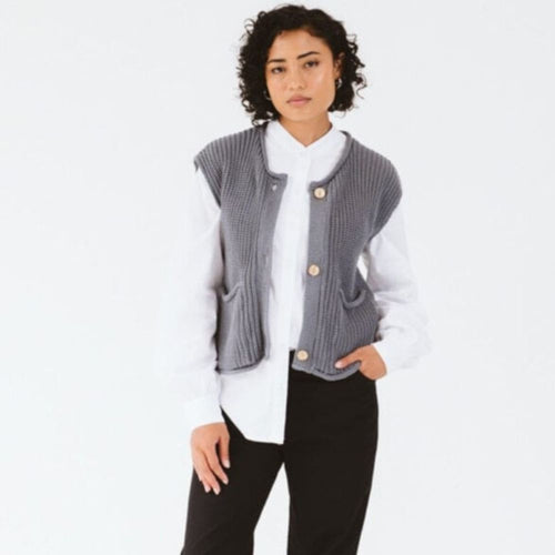 Trinity Coco Chunky Knit Gilet - Grey