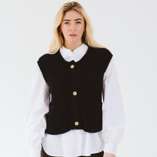 Trinity Coco Chunky Knit Gilet - Navy