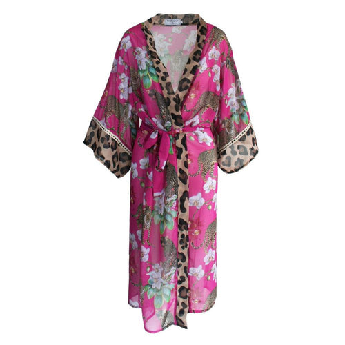 Rush Chiffon Kimono Cover-Up - Leopards Kiss Pink