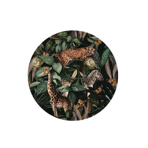 License disc sticker with a jungle animal design on a black background