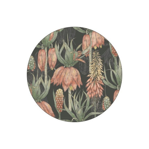 Round license disc sticker with a pink & green aloe design on a grey background