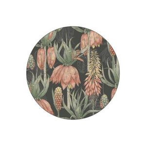 Round license disc sticker with a pink & green aloe design on a grey background