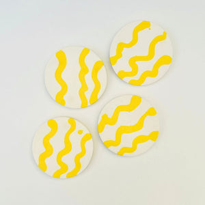 Elikia Wave Coin Coaster Set - Yellow