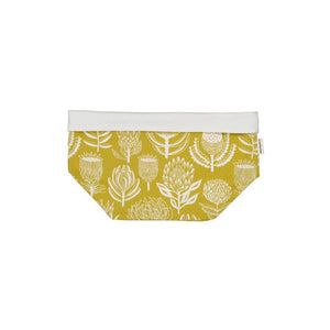 A Love Supreme Fabric Pots Medium - Floral Kingdom White on Ochre