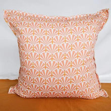 Load image into Gallery viewer, Mooch Graphic Palm Cushion Cover 60x60cm - Gold &amp; Peach
