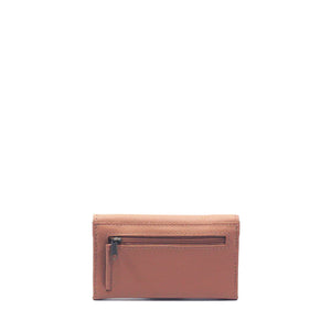 Evie Three-Quarter Pebble Leather Trifold Wallet - Iced Coffee