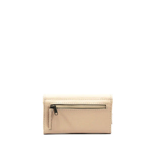 Evie Three-Quarter Pebble Leather Trifold Wallet - Vanilla Frappe