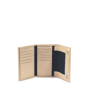 Evie Three-Quarter Pebble Leather Trifold Wallet - Vanilla Frappe