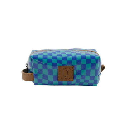 IY Cosmetic Bag - Warped Check Aqua