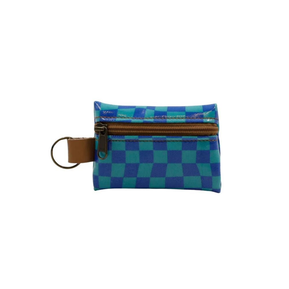 IY Keyring Pouch - Warped Check Aqua