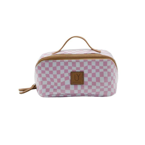 Iy Large Cosmetic Bag - Warped Check Pink