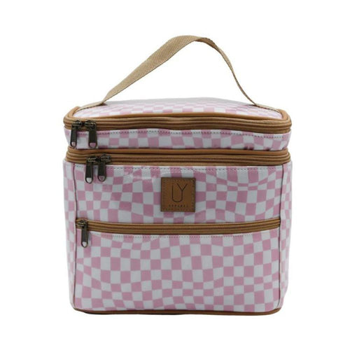 Iy Standup Toiletry Bag - Warped Check Pink 