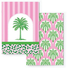 Load image into Gallery viewer, Two patterned cards with palm tree designs on a white background

